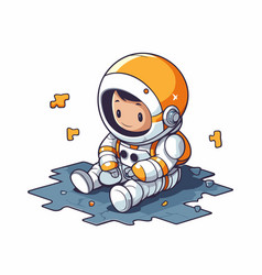 Astronaut Sitting On The Ground Cute Cartoon