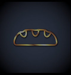 Gold Line Bread Loaf Icon Isolated On Black