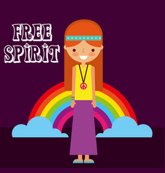 Hippie Woman Rainbow Retro Free Spirit