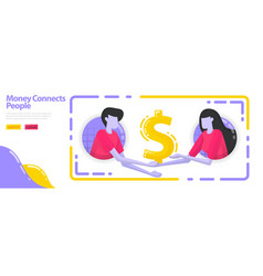 Money Connects People People Shake Hands And Get