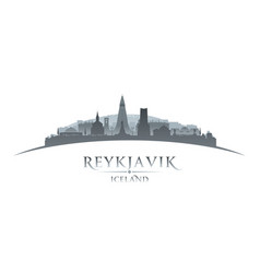 Reykjavik Iceland City Silhouette White Background