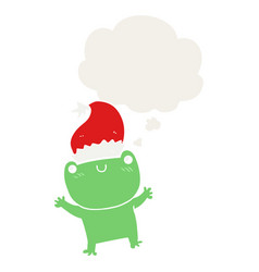 Cute Cartoon Frog Wearing Christmas Hat