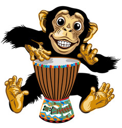 Cartoon Chimp Native African Drummer