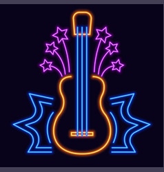 Neon Sign Of Guitar Night Club With Rock Music