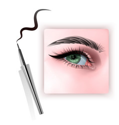 Realistic Eye Applying Eyeliner Close Up Woman