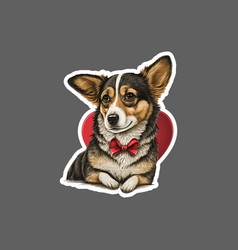 Sticker Of Welsh Corgi Dog Valentine