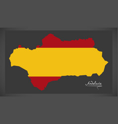 Andalucia Map With Spanish National Flag