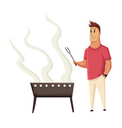 Bbq Party Man With A Barbecue Grill Picnic