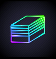 Glowing Neon Line Piece Of Cake Icon Isolated