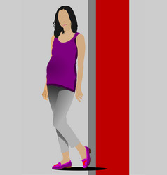 Pregnant Woman Side View Color 3d