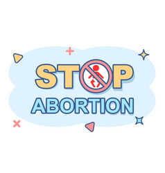 Stop Abortion Banner Icon In Comic Style Baby