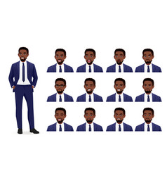 Business African Man Expression Set