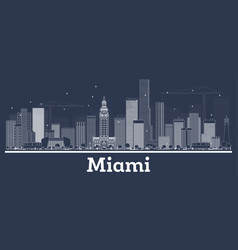 Outline Miami Florida City Skyline With White