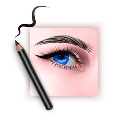 Realistic Eye Applying Eyeliner Close Up Woman