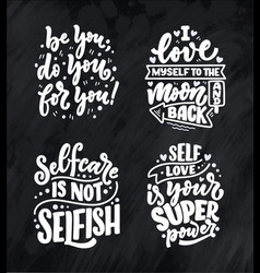 Set With Selfcare Lettering Quotes For Blog