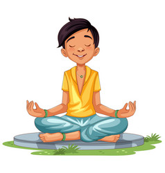 Asian Man Cartoon Practice Meditation