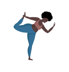 Happy African Of Oversized Woman In Yoga Position