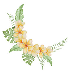 Plumeria Watercolor Frame Border