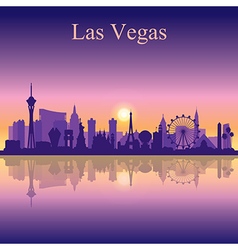 Las Vegas Skyline Silhouette On Sunset Background