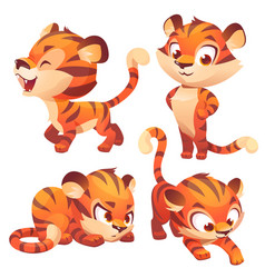 Tiger Cub Cute Character Hunting Slink And Roar