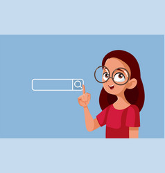 Teen Girl Pointing To Search Bar Cartoon