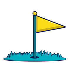 Yellow Golf Flag Icon Cartoon Style