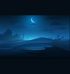 Arabian Landscape With Blue Moon Light