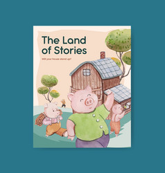 Cover Book Template With Cute Three Little Pigs