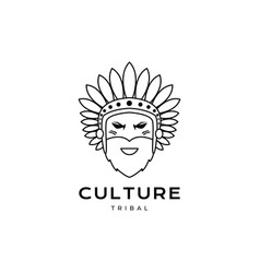 Man Face Apache Cultuture Tribe Logo Design