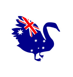 Black Swan Silhouette With Flag Australia