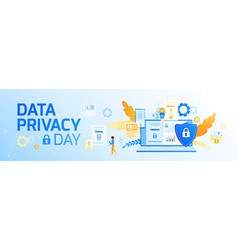 Data Privacy Day Banner Composition With Flat