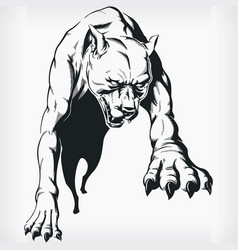 Silhouette Jumping Aggressive Pitbull Dog Stencil