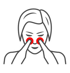 Woman Nose Disturbs Thin Line Icon Body Pain