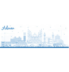 Outline Adana Turkey City Skyline With Blue