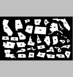 Set Of Us States And Territories Map Silhouettes