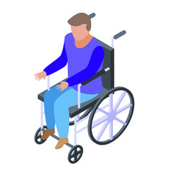 Boy In Wheelchair Icon Isometric Style