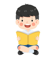 Kid Boy Student Sitting Read Book