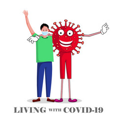 A Cartoon Man Hug To Corona Virus