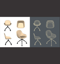 Set Of Chair Wireframe Concept Blueprint