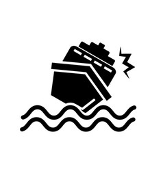 Sinking Ship Silhouette Icon Or Ship In Collision