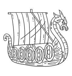 Viking Ship Isolated Coloring Page For Kids