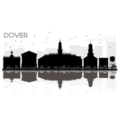 Dover City Skyline Black And White Silhouette