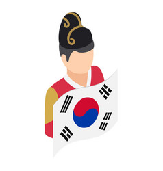 Korean Guy Icon Isometric Man In National