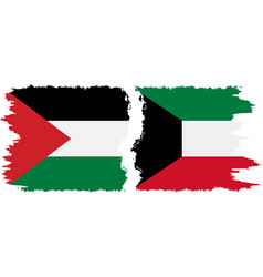 Kuwait And Palestine Grunge Flags Connection