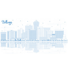 Outline Billings Montana City Skyline With Blue