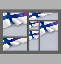 Set Of Blank Banners With Waving Flag Of Finland