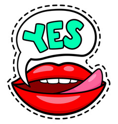 Yes Message With Sexy Lips In Pop Art Style