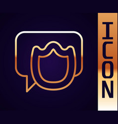 Gold Line Speech Bubble Chat Icon Isolated On