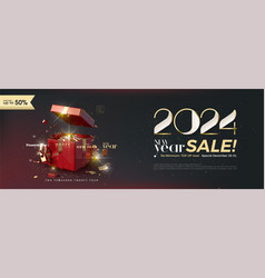 2024 New Year Sale With Gold Numerals And Gift