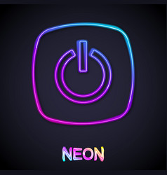 Glowing Neon Line Power Button Icon Isolated